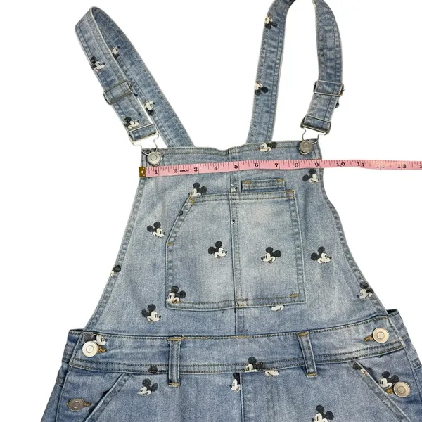 Disney Parks Mickey Mouse Denim Short Overalls Juniors Size Medium Bounding - Image 6