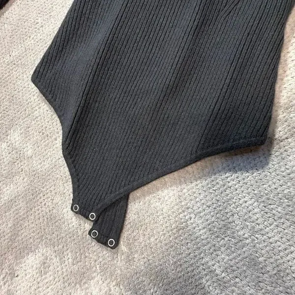 Abercrombie & Fitch Black Off Shoulder Ribbed Long Sleeve Bodysuit Medium #1700 - Image 5