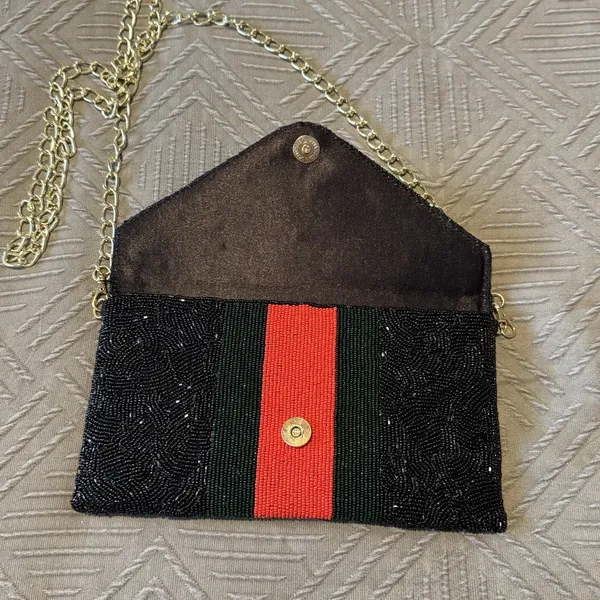 Pria Handcrafted Bee Envelope‎ Black Clutch NWOT Beaded Wallet - Image 2