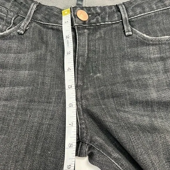 Earnest Sewn Harlan Crop Distressed Slim Straight Jeans Black Size‎ 28 - Image 7