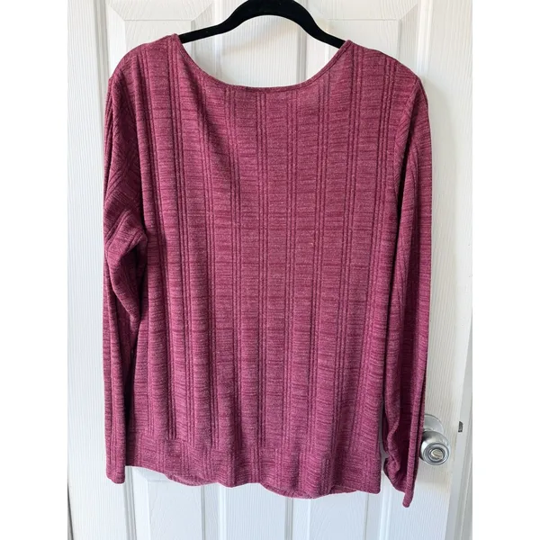 Pink Twist Front‎ Long Sleeve Top Stretch Knit Blouse Casual Flattering Fit XL - Image 7