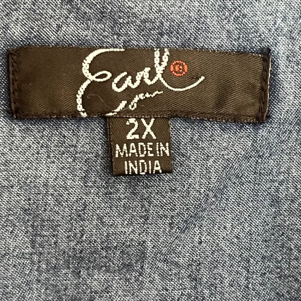 Earl Jean Womens 2X Blue Denim Chambray‎ Lace Up Pullover Shirt Long Sleeve NWT - Image 4
