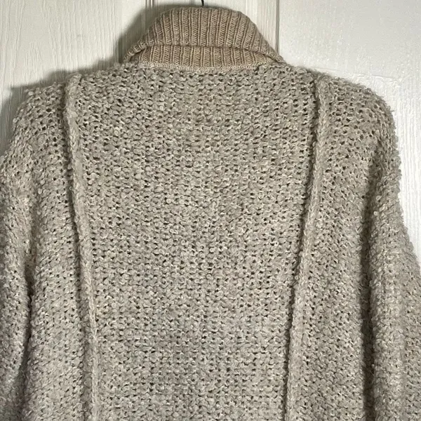 Free People Sz XS Oatmeal Boucle Jacket Fuzzy Cardigan Sweater - Image 9
