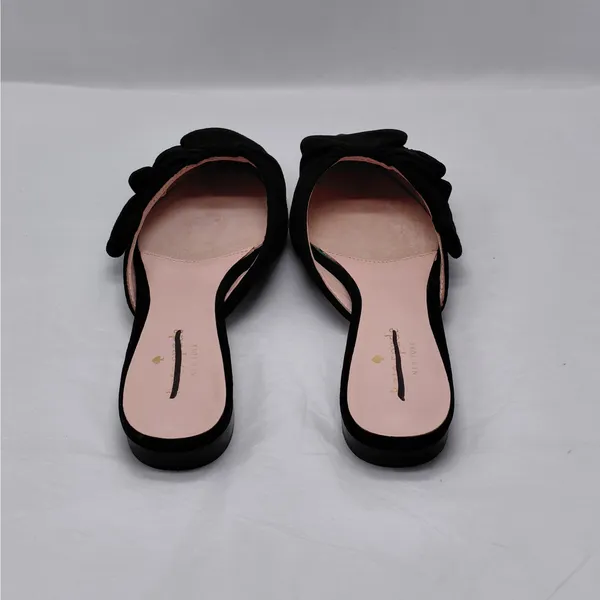 Kate Spade Womens Mules Slip On Flats 6.5M Black Suede Pointed Toe Coquette - Image 7