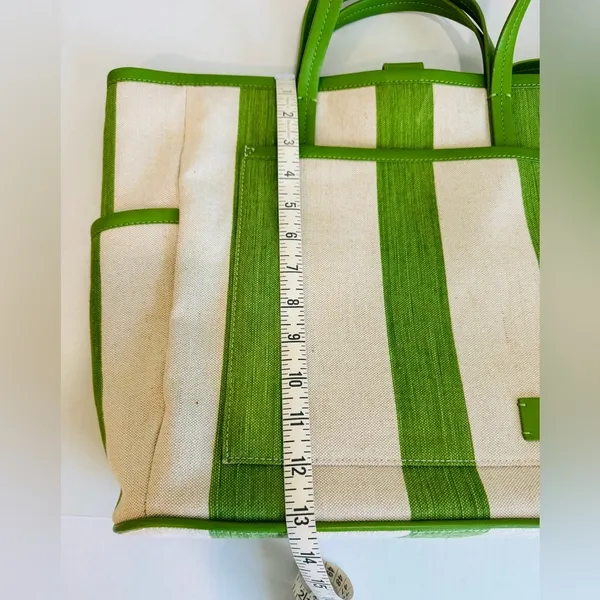 NWT & OTHER STORIES Green Canvas Leather Trim Large Tote Bag - Image 13