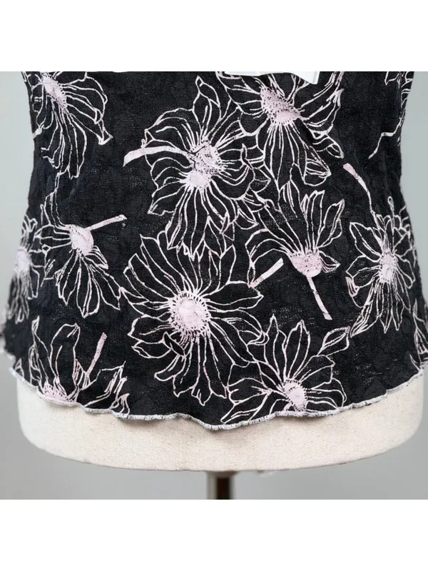 Vintage Y2K Speechless Black Lace Going Out Top Pink Floral XL Fairy Whimsigoth - Image 4
