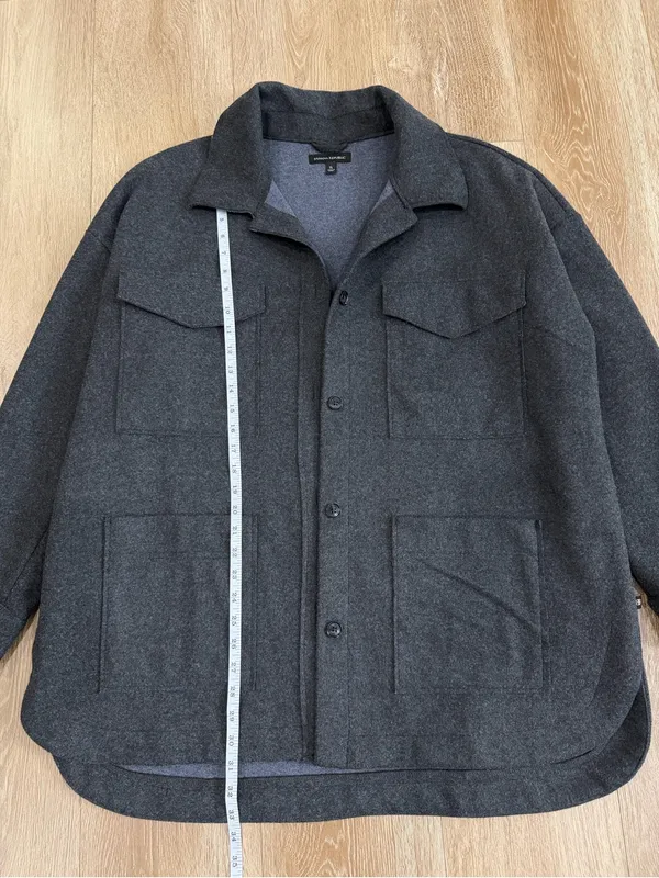 Banana Republic Solid 4 Pocket Shacket Oversized Jacket Dark Charcoal Size XL - Image 16