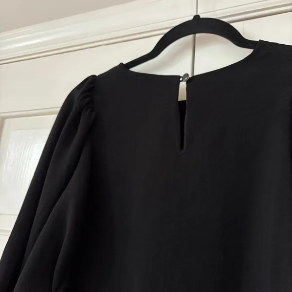 Sézane Bénédicte Blouse Black FR 34 US 2 Small‎ Boho Balloon Sleeve Crepe Top - Image 14
