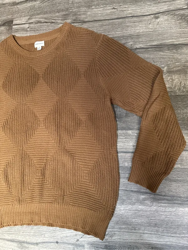 Eight Bells Camel Geometric Knit Sweater Women’s Medium Cotton Blend Boho Cozy - Image 4