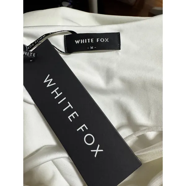 White Fox “Invite Pending” Cutout Ruched Mini Dress White Size M NWT - Image 5