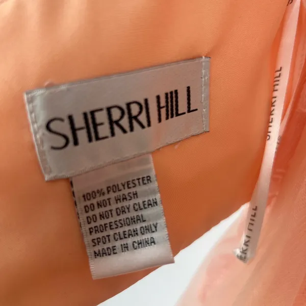Sherri Hill Peach Satin & Embroidered Tulle Tea Length Formal Dress Prom - Image 5