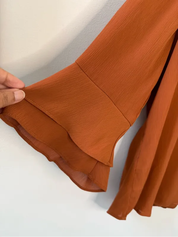 Lush Burnt Orange V-Neck Tiered Sleeve Tunic - Image 3
