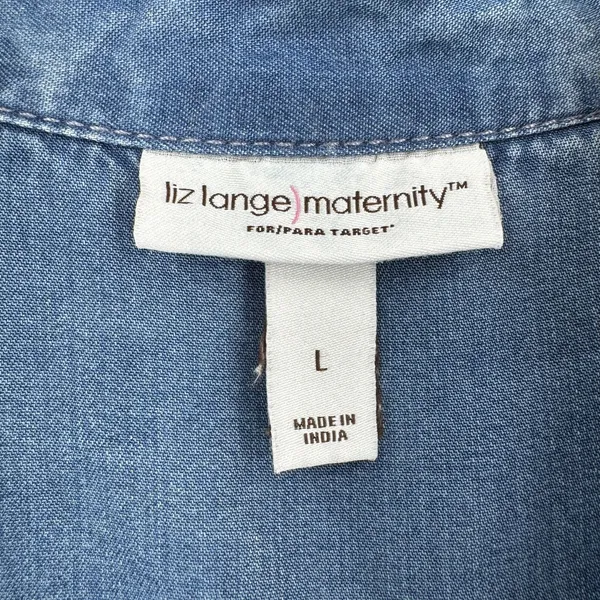 Liz Lange Maternity Target L Blue Chambray Lyocell Tunic Shirt Long Sleeve Chic - Image 6