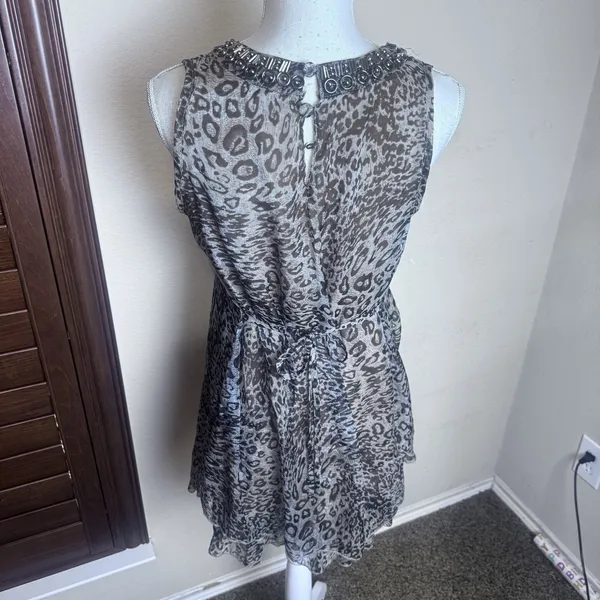 Y2K My Pretty Angel Mini Dress Silk Blend Leopard beaded neckline Fairy sz‎ M - Image 4