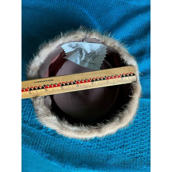 Vintage pill box hat fur with combs Brown - Image 9