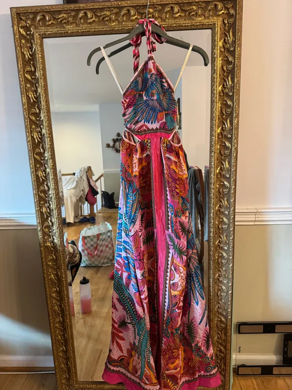 Farm Rio macaw scarf maxi dress small - Image 4