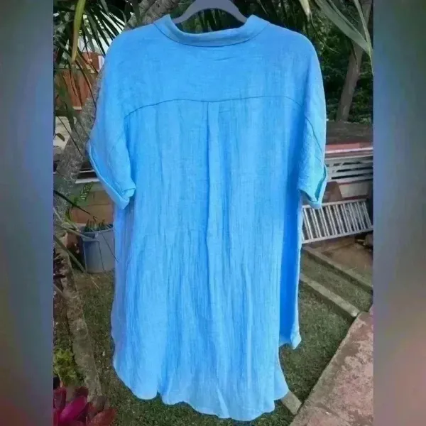 Citrine Swim Breaker Shirt‎ Dress Small Beach Coverup Blue Gauze Resort Beach - Image 2
