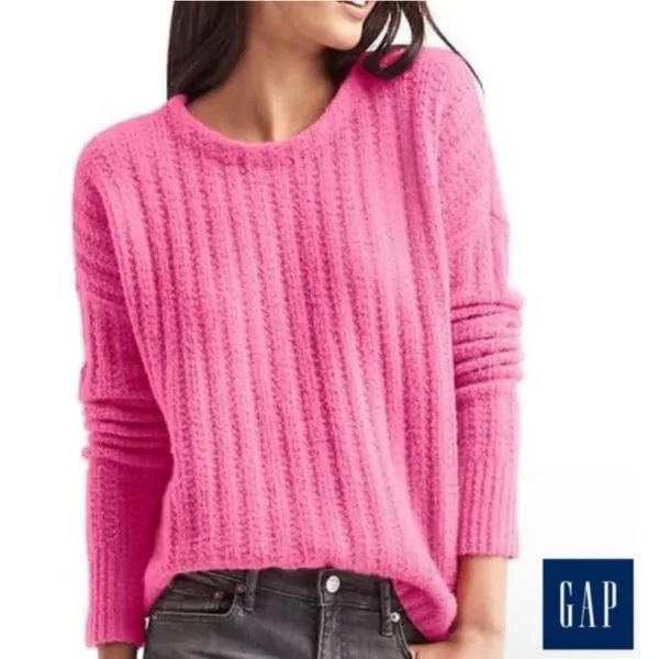 Gap Alpaca Wool Blend Chunky Knit Women's Sweater Black Crew Neck Pullover S - Image 10