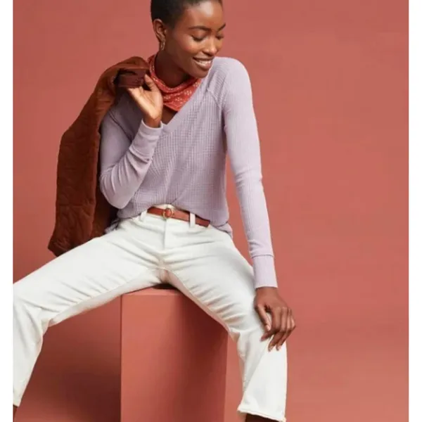 Maeve by Anthropologie Purple Pearson Waffle Pullover Tee - Size - Medium - Image 2