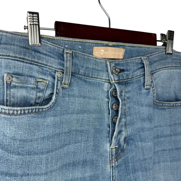 7 For All Mankind Josefina Skinny Boyfriend Jeans Medium Wash Size 27 Button Fly - Image 3