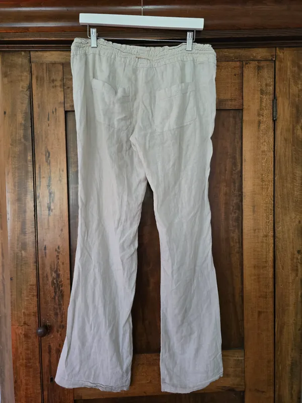 Roxy Oceanside Beach Pant Light Cream Smocked Waist Medium - Image 5