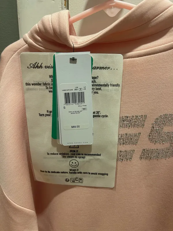 GUESS Cecila scuba zip sweatshirt in rose buttery soft - Image 4