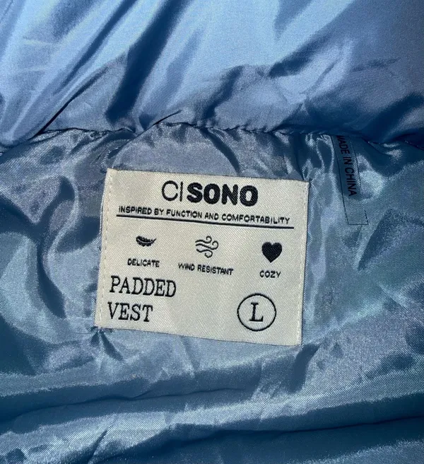 CISONO Slate Blue Padded Hooded Vest Size L - Image 2