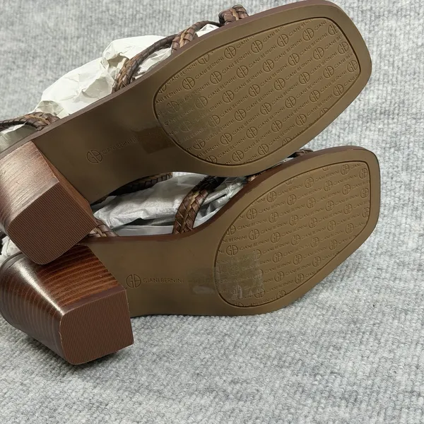Giani Bernini Size-8.5M Renaee Women's Brown Woven Block Heel Sandals - Image 7