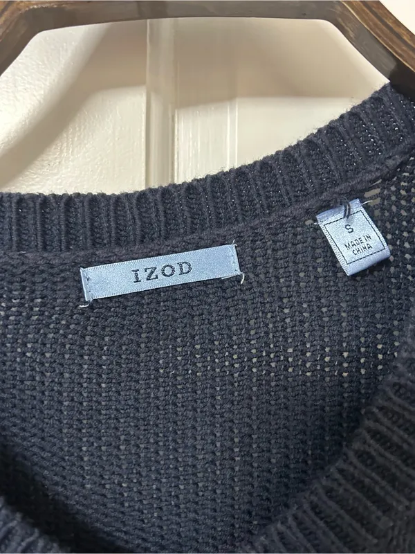 Izod Navy Long-Sleeve Button-Front Knit Sweater - Image 4