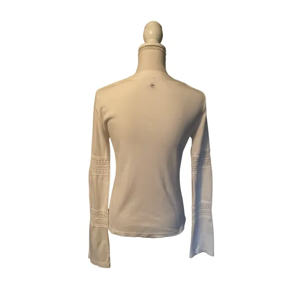 Vintage Prana Cream Blouse Womens Medium Used Organic Cotton Crochet Top - Image 14