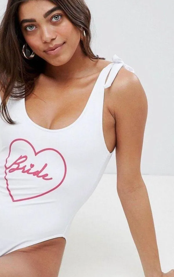 ASOS White Bride One Piece Bikini - Image 3