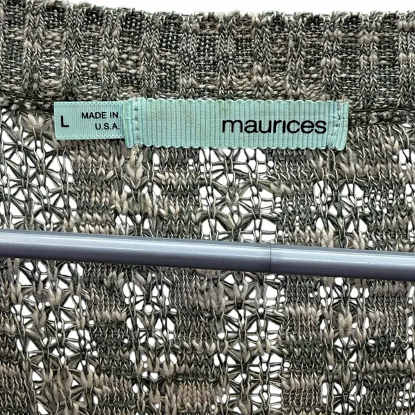 Maurices Open Front Textured Knit Cardigan Womens Large Olive Cream - Image 9