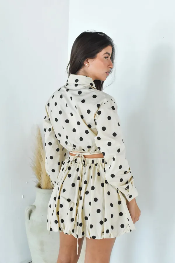 Boutique K Lesis Polkadot cropped wrap shirt and balloon skirt - Image 3