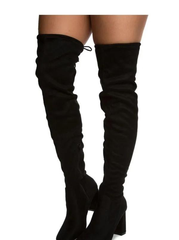 Bamboo Over the Knee Chunky High Heel Boots 2 inch high article 03 suade like - Image 6