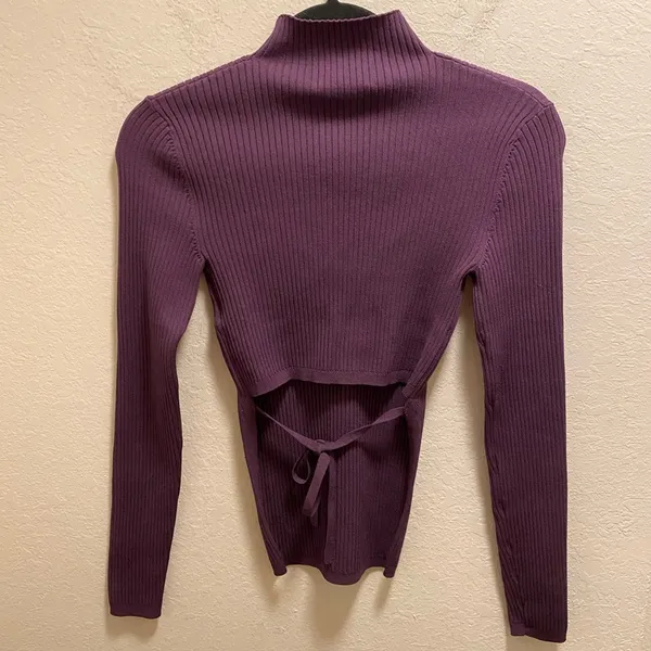 Aritzia Babaton Sculpt Knit Tie-Back Sweater In Dewberry Purple Size XS NEW - Image 5