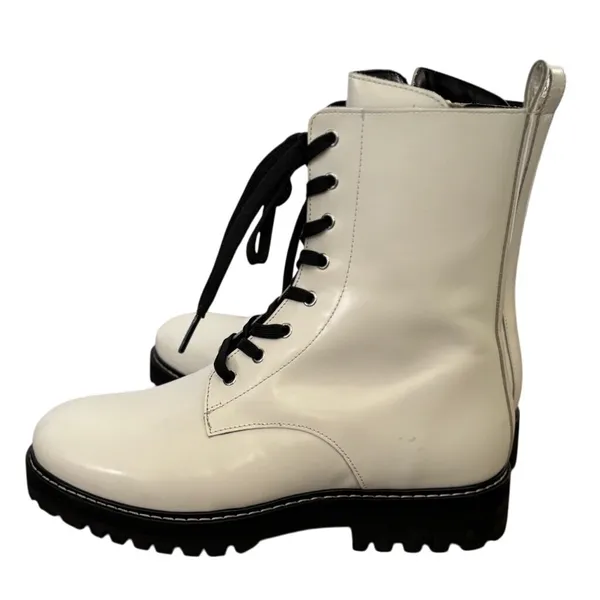 Thursday Boot Company Leather Combat Boots in Ecru‎ White Sz 10 Chunky Lug Sole - Image 4