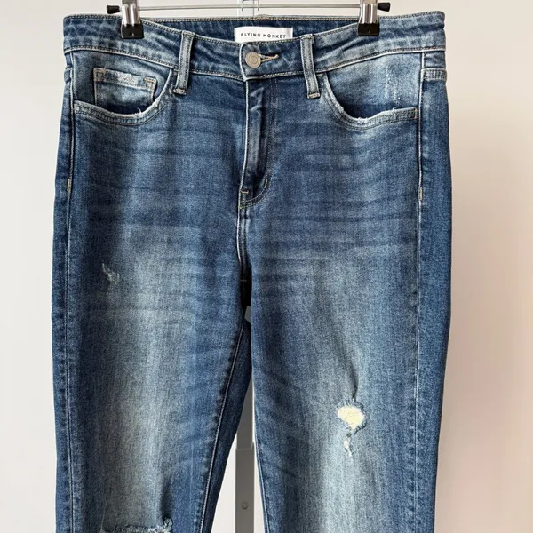 Vervet Flying Monkey Jeans Womens sz 28 Distressed Straight Leg Dark Wash Casual Preppy - Image 2