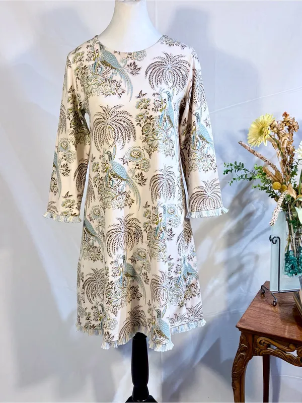 ☀️Spartina 449 Jane Peacock Palm Island Fringe Dress Peruvian Cotton Sz S🧡 - Image 12
