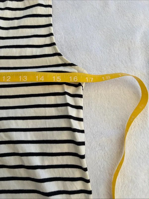 THML size medium Striped Sleeveless Embroidered Trim tank top black white - Image 6