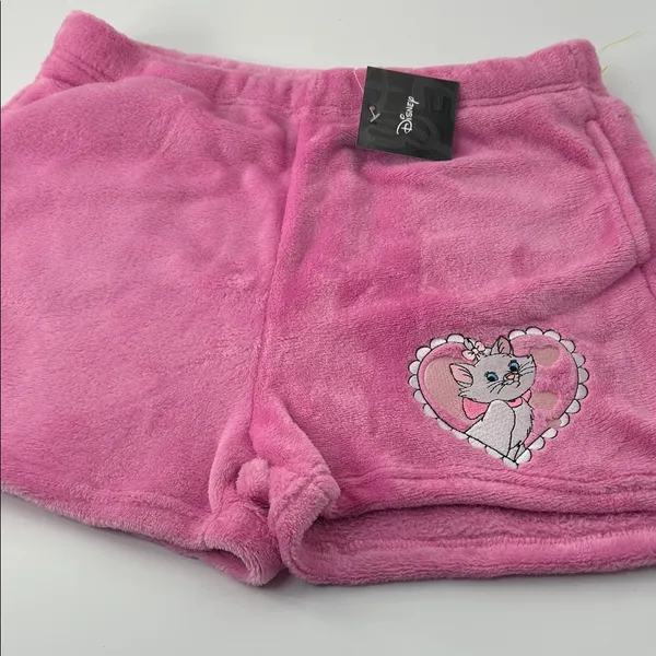 Disney Pink Fleece Shorts with Heart Cat Design - Image 13