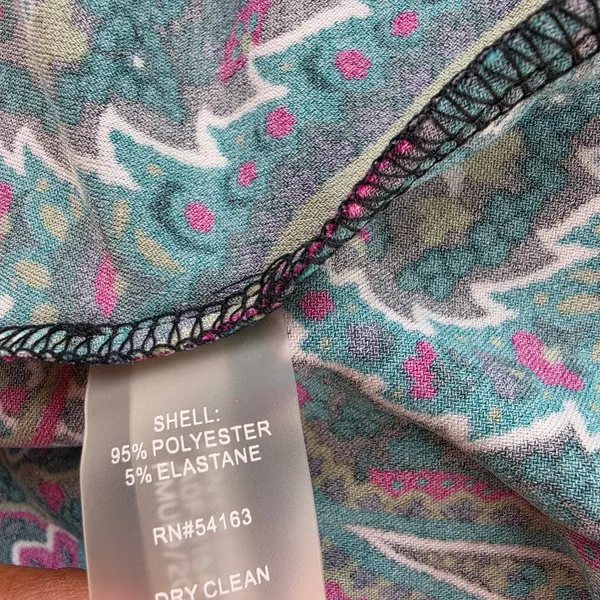 Tommy Hilfiger Womens Paisley Puff Sleeve Fit and Flare Dress Teal Pink Size 10 - Image 6