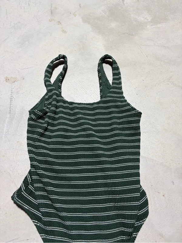 Abercrombie & fitch Green Striped One-Piece Swimsuit small - Image 5