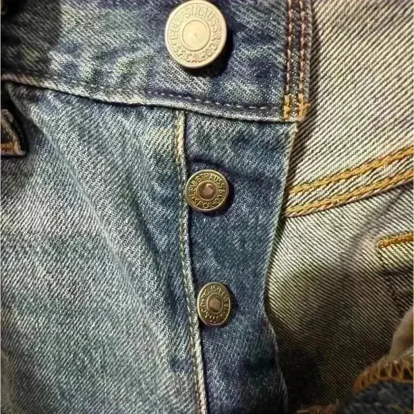 Levi's Levi 501 Blue Denim Jeans Shorts Button Closure‎ Distressed Booty Western - Image 7