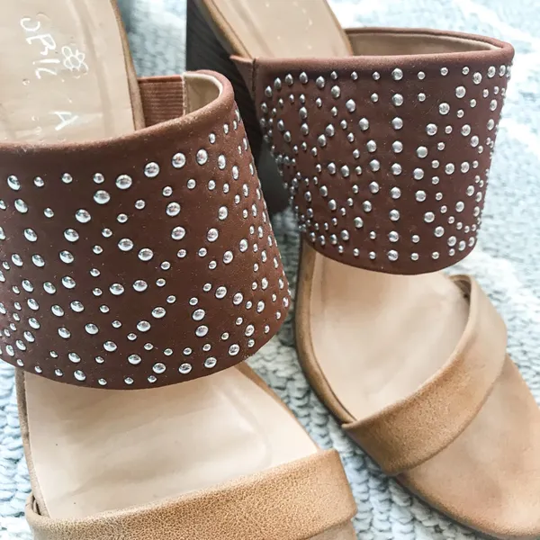 Francesca’s studded cognac block heel mule sandal Brown Size 7.5 - Image 6