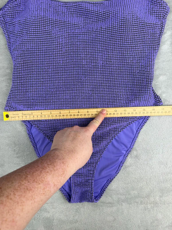 Aerie Lurex Crinkle Babewatch One Piece Swimsuit Purple Size XL - Image 3