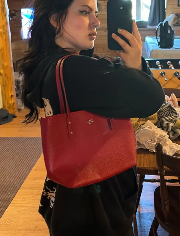 Red Leather Coach Bag - Image 6