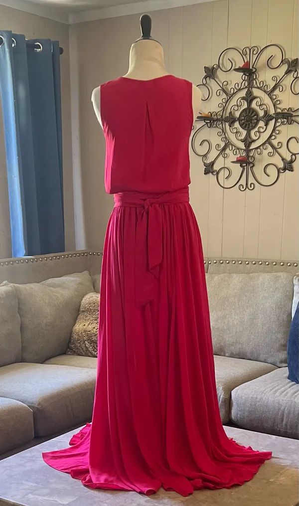 Olivaceous Bright Red V-Neck Sleeveless Maxi Dress - Image 3