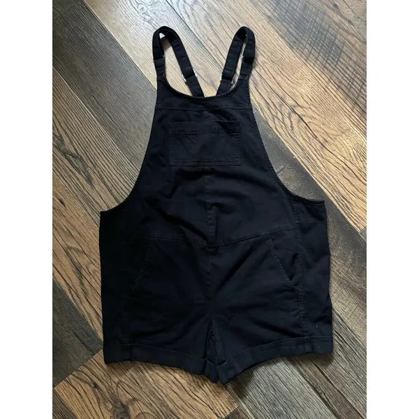 Jean Short Overalls Onesie Shortsie Shortalls Women’s Sz S Black denim Jorts - Image 2