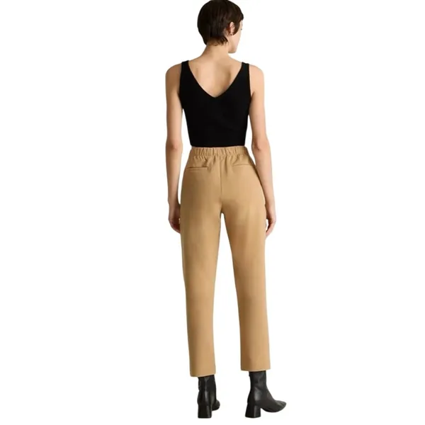 NEW Quince Size L Organic Cotton Double Knit Straight Leg Pants Soft Camel Tan - Image 2