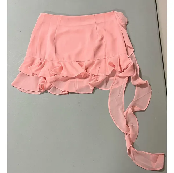 Pink Pastel Ruffle Y2K Mini Skirt Bottoms Size S 🎀✨ - Image 5
